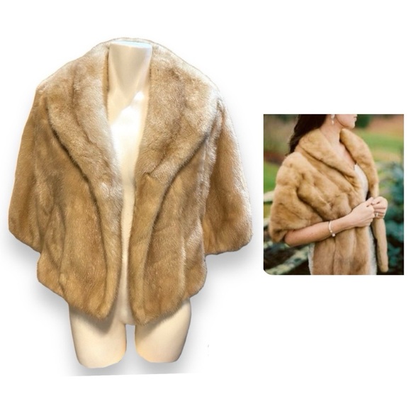 Vintage Blonde Mink Stole Cape Caplet Custom Made Winter Bride - Picture 1 of 14